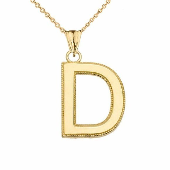 Real Gold Small Initial Letter D Pendant Necklace
